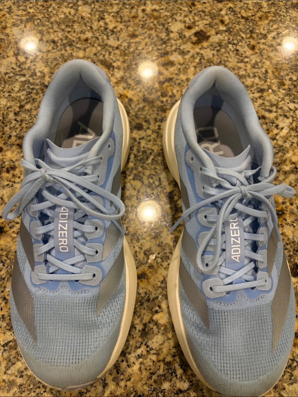 Women’s adidas Adizero Pale Blue and Light Gray Running Shoes